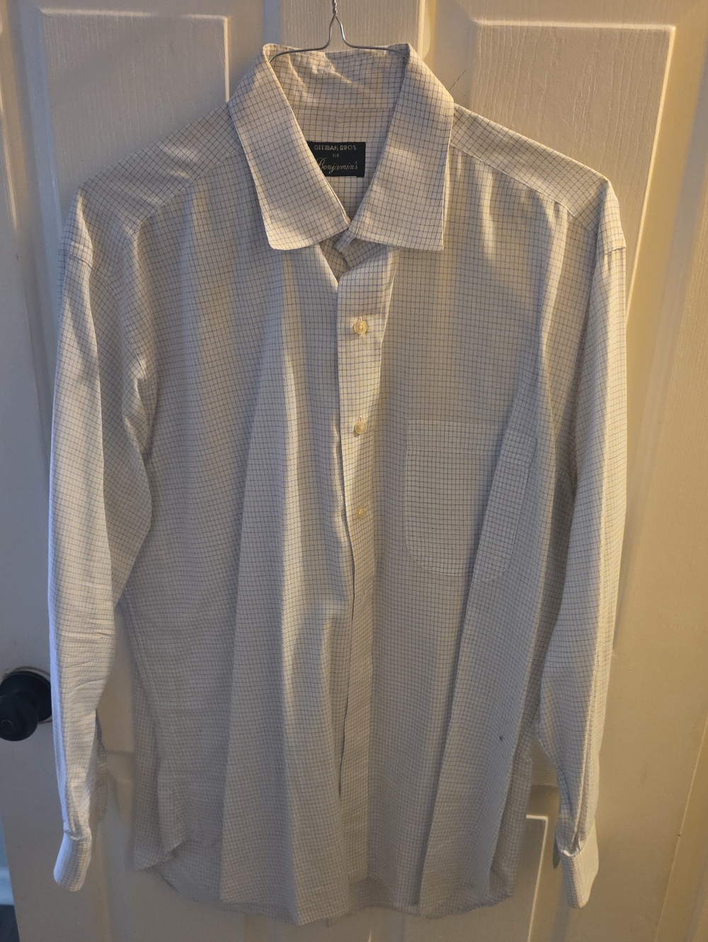 Gitman Brothers White Dress Shirt with Blue Check